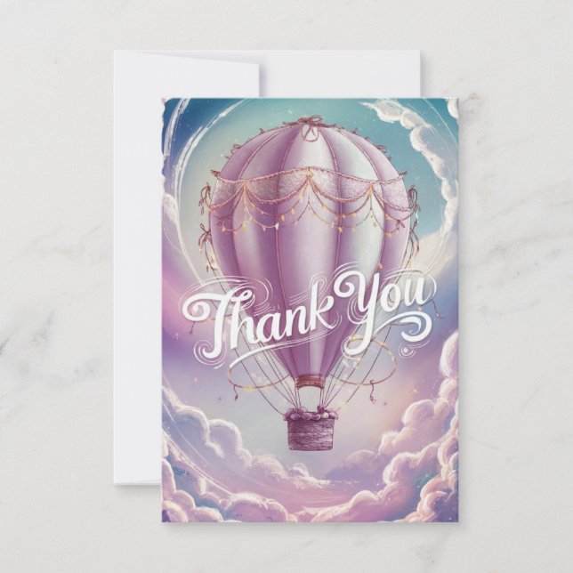 Tarjeta De Agradecimiento Deseos simples Globo de aire caliente (Anverso)