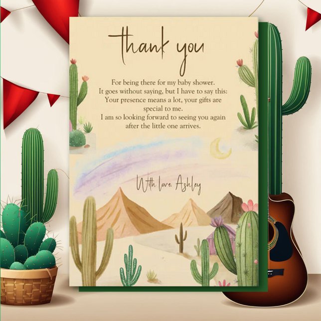 Tarjeta De Agradecimiento Desert Cactus Gracias Boho Arch Bbaby Shower (Subido por el creador)