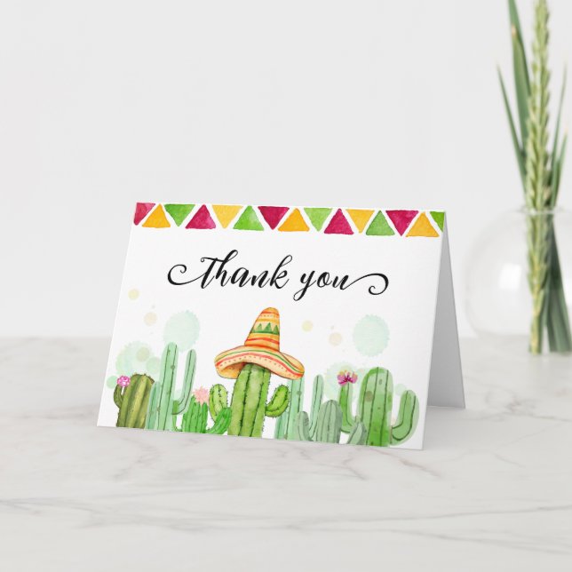 Tarjeta De Agradecimiento Desert Fiesta Cactus Taco 'Bout A Baby Shower (Anverso)
