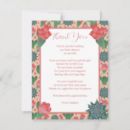 Tarjeta De Agradecimiento Desert Rubor Pink Floral Baby Shower