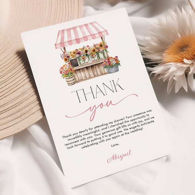 Tarjeta De Agradecimiento Desfile de Regalos de Boda Fresh del Mercado (Fresh off the Market Bridal Shower Thank You Card)
