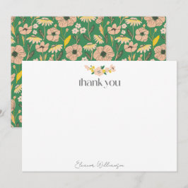 Tarjeta De Agradecimiento Desfile Nupcial Personalizado Floral Rosa Verde Vi