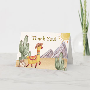 Tarjeta De Agradecimiento Desierto acuarela Cactus Llama Cowboy Baby Shower