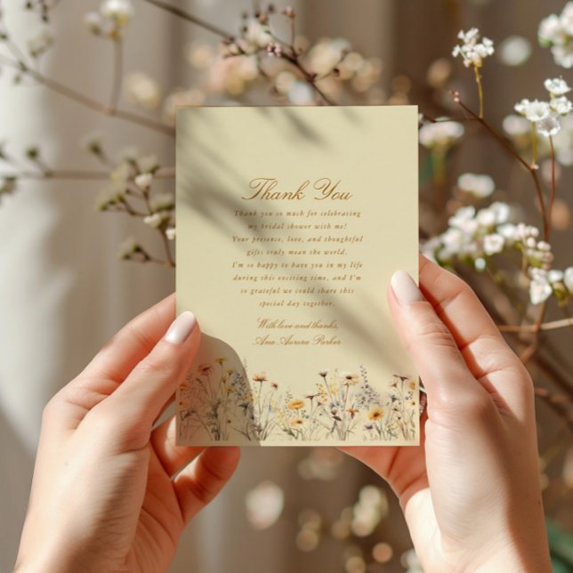 Tarjeta De Agradecimiento Despedida de Soltera Amor de Flor Silvestre en Flo (Subido por el creador)