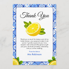 Tarjeta De Agradecimiento Despedida de soltera Blue Tile She Found Her Main 