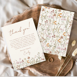 Tarjeta De Agradecimiento Despedida de soltera Boho de flores silvestres Ter