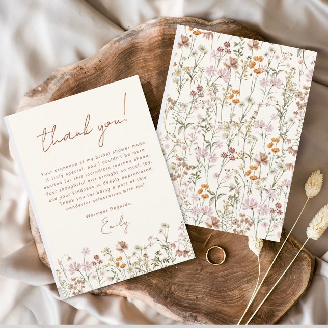 Tarjeta De Agradecimiento Despedida de soltera Boho de flores silvestres Ter (Subido por el creador)
