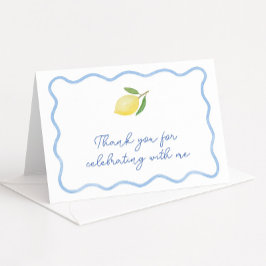Tarjeta De Agradecimiento Despedida de soltera boho limón azul claro ondulad
