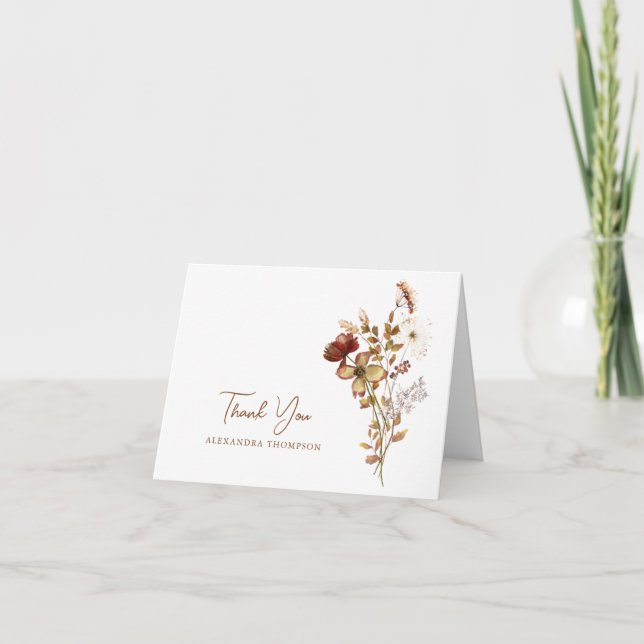 Tarjeta De Agradecimiento Despedida de soltera boho rústica terrosa natural  (Anverso)