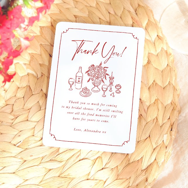 Tarjeta De Agradecimiento Despedida de soltera caprichosa dibujada a mano co (Card Front Mock-up)