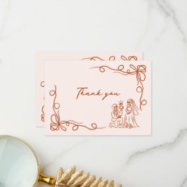 Tarjeta De Agradecimiento Despedida de soltera caprichosa y dibujada a mano 