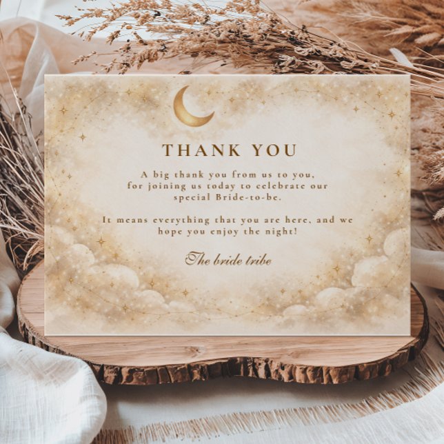 Tarjeta De Agradecimiento Despedida de soltera Champagne Crescent Moon (Subido por el creador)