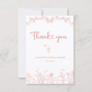 Tarjeta De Agradecimiento Despedida de Soltera Chinoiserie Jardín Rosa Meloc