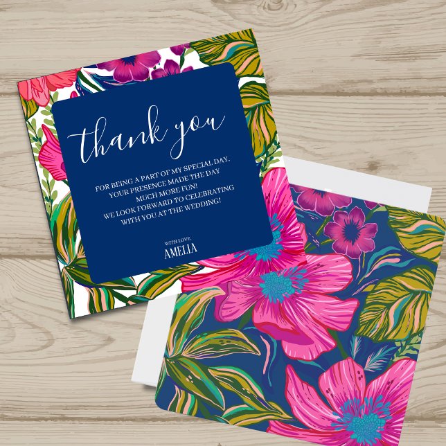 Tarjeta De Agradecimiento Despedida de soltera con acuarela floral rosa inte (Subido por el creador)