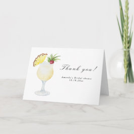 Tarjeta De Agradecimiento Despedida de soltera con cóctel de Piña Colada