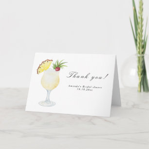 Tarjeta De Agradecimiento Despedida de soltera con cóctel de Piña Colada