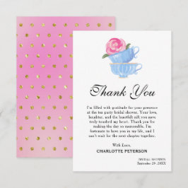 Tarjeta De Agradecimiento Despedida de soltera con fiesta de té en acuarela 