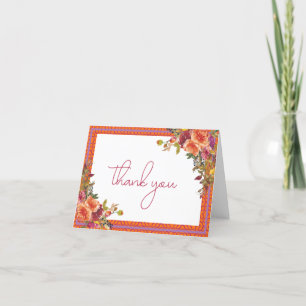 Tarjeta De Agradecimiento Despedida de soltera con flores de acuarela en fuc