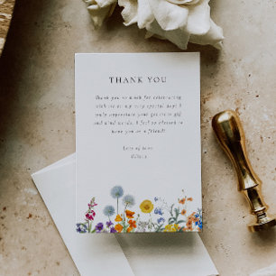 Tarjeta De Agradecimiento Despedida de Soltera con Flores Silvestres Vintage