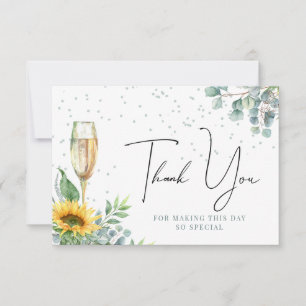 Tarjeta De Agradecimiento Despedida de soltera con girasoles al acuarela y c