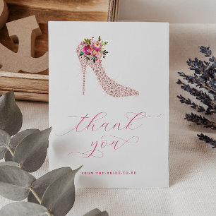 Tarjeta De Agradecimiento Despedida de soltera con guion rosa