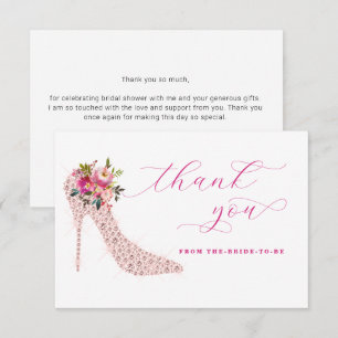 Tarjeta De Agradecimiento Despedida de soltera con guión rosa