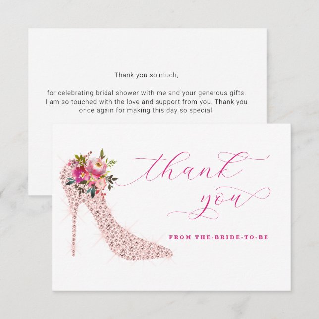 Tarjeta De Agradecimiento Despedida de soltera con guión rosa (Anverso / Reverso)