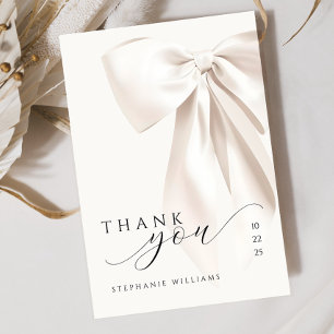 Tarjeta De Agradecimiento Despedida de Soltera con Lazo Blanco