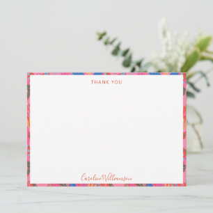 Tarjeta De Agradecimiento Despedida de soltera con nombre en guión floral ro