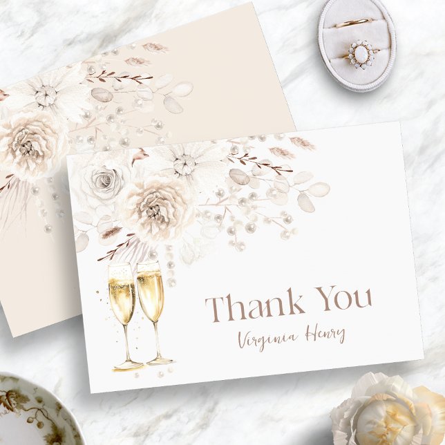 Tarjeta De Agradecimiento Despedida de soltera con perlas (Pearls Bridal Shower Thank You Card
)