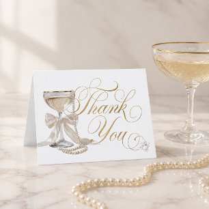Tarjeta De Agradecimiento Despedida de Soltera con Perlas Elegantes y Prosec
