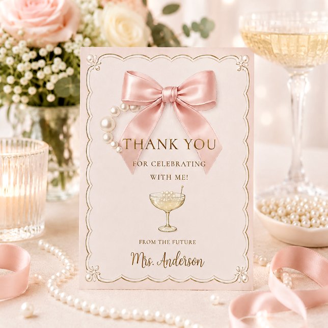 Tarjeta De Agradecimiento Despedida de Soltera con Perlas Elegantes y Prosec (Subido por el creador)