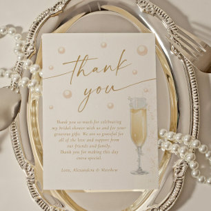 Tarjeta De Agradecimiento Despedida de soltera con perlas y Prosecco