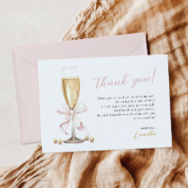 Tarjeta De Agradecimiento Despedida de soltera con perlas y prosecco con laz