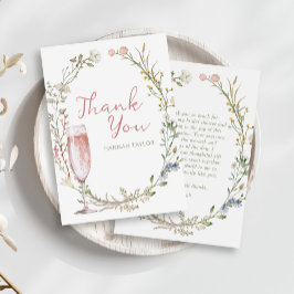 Tarjeta De Agradecimiento Despedida de soltera con pétalos y Prosecco