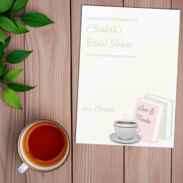 Tarjeta De Agradecimiento Despedida de soltera con té y libros (Subido por el creador)