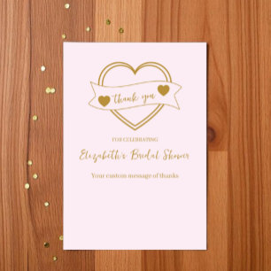 Tarjeta De Agradecimiento Despedida de Soltera Corazones de Oro para Siempre