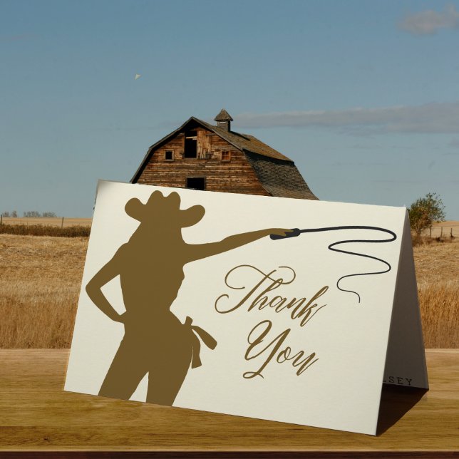 Tarjeta De Agradecimiento Despedida de soltera Cowgirl Whip (Cowgirl Whip Bridal Shower Thank You Card
)