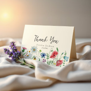 Tarjeta De Agradecimiento Despedida de Soltera de Acuarela Colorida de Flore