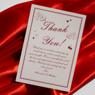 Tarjeta De Agradecimiento Despedida de soltera de Burgundy Valentine