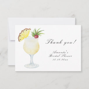 Tarjeta De Agradecimiento Despedida de soltera de cóctel Pina Colada con acu