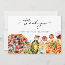 Tarjeta De Agradecimiento Despedida de soltera de comida italiana con acuare