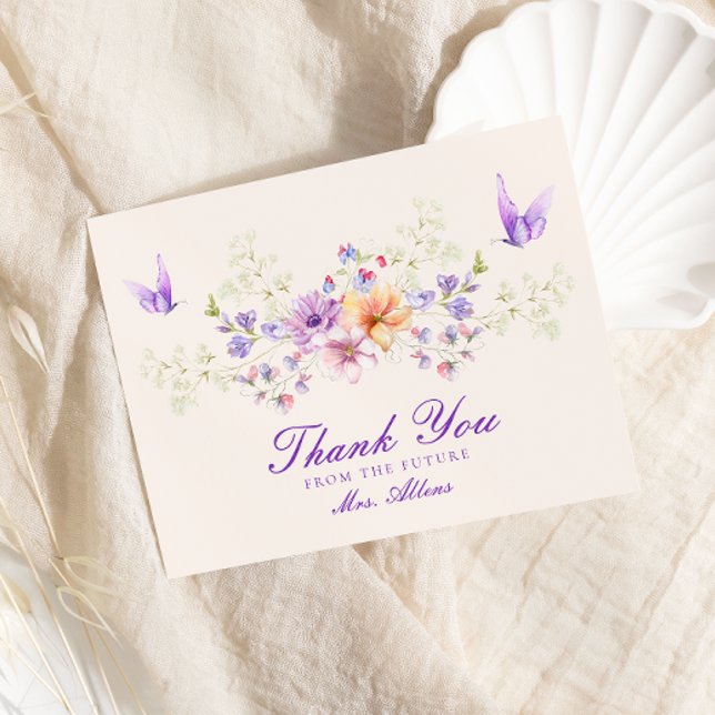 Tarjeta De Agradecimiento Despedida de Soltera de Flores Mariposas Lindas (Subido por el creador)