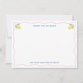 Tarjeta De Agradecimiento Despedida de soltera de limones ondulados rosados