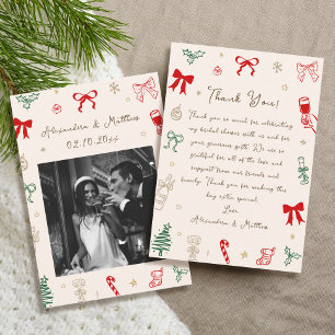 Tarjeta De Agradecimiento Despedida de soltera de Navidad dibujada a mano