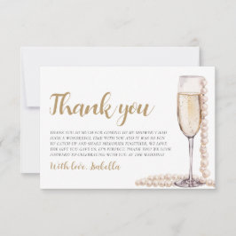 Tarjeta De Agradecimiento Despedida de soltera de perlas modernas y Prosecco