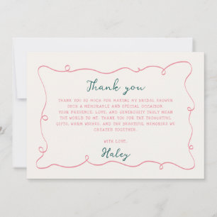 Tarjeta De Agradecimiento Despedida de soltera dibujada a mano