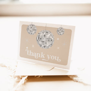 Tarjeta De Agradecimiento Despedida de soltera disco retro plateada 