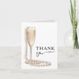 Tarjeta De Agradecimiento Despedida de soltera Elegantes Perlas y Prosecco