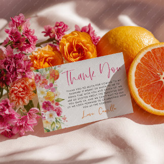 Tarjeta De Agradecimiento Despedida de soltera floral brillante cítrico